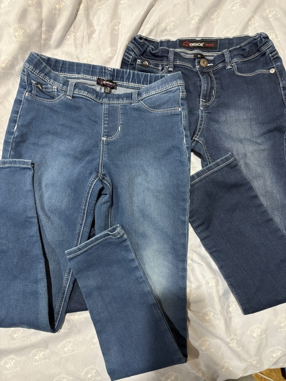 Jordache Girls Blue Stretch Denim Jeggings - Two Washes